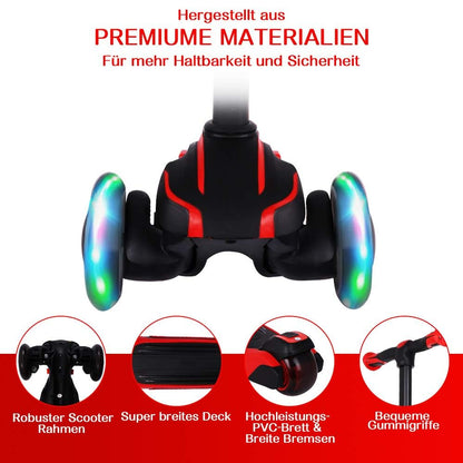 Yoleo Dreiradscooter LED Räder höhenverstellbar - Schwarz