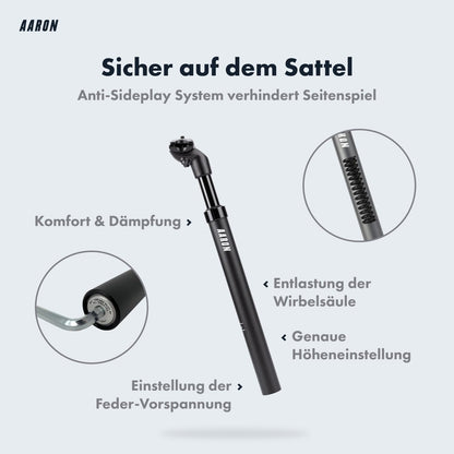 AARON Spring Federsattelstütze 27.2mm, 350mm – Schwarz