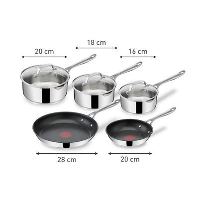 Tefal E304S5 Jamie Oliver Cook's Direct On Pfannenset 8-tlg. Edelstahl
