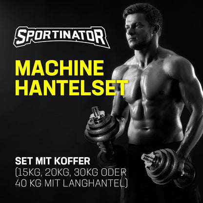 SPORTINATOR Machine Hantelset mit Koffer, 2-in-1 Kurzhantel 20 kg