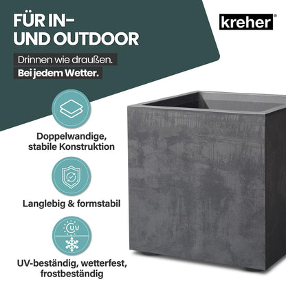 Kreher Millennium Pflanzkübel 40 L Anthrazit, Naturstein-Optik