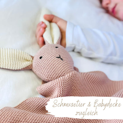 DIKOS SCHMUSE-Hase 2-in-1 Babydecke & Kuscheltuch, Altrosa