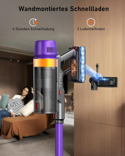 TVTAU T10 Pro Akku-Staubsauger kabellos, 55000 Pa, beutellos, Violett