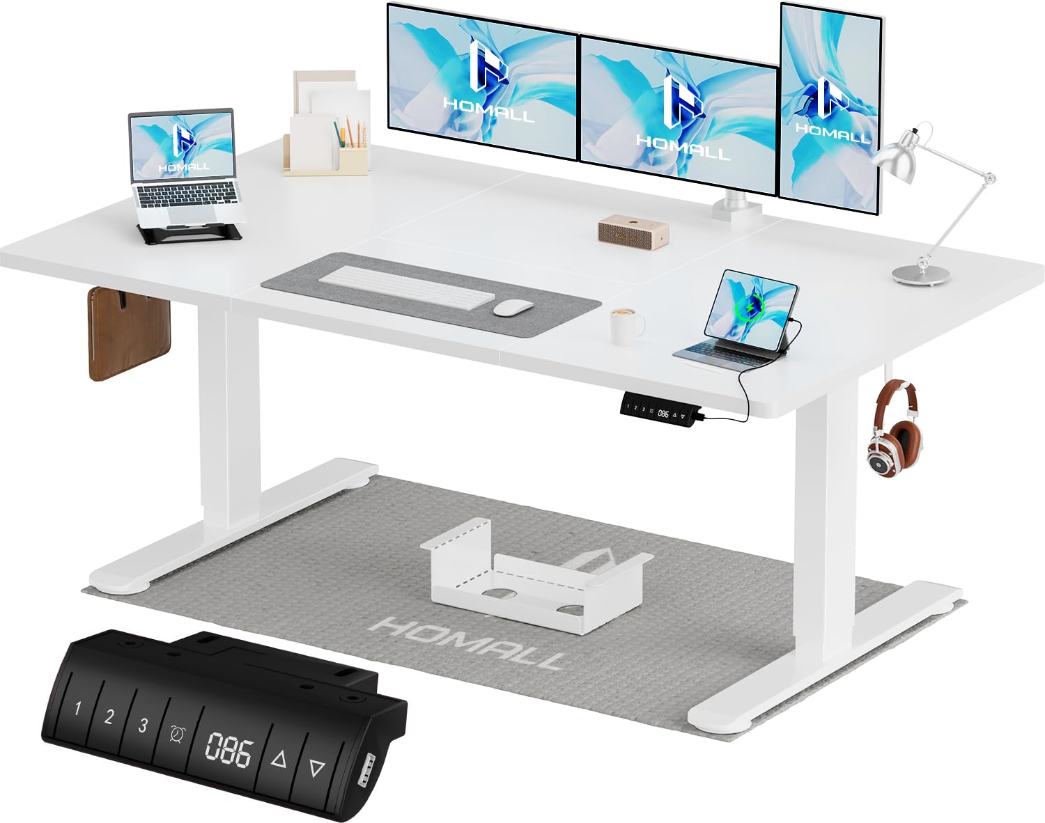 Homall Elektrischer Schreibtisch 140x70 cm - Memory Funktion. Höhenverstellbar für dynamisches Sitzen und Stehen.