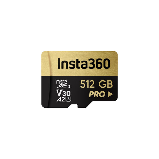 Insta360 MicroSD Speicherkarte für Kameras - 512 GB: Schwarze Karte, speichert hochauflösende Fotos/Videos.