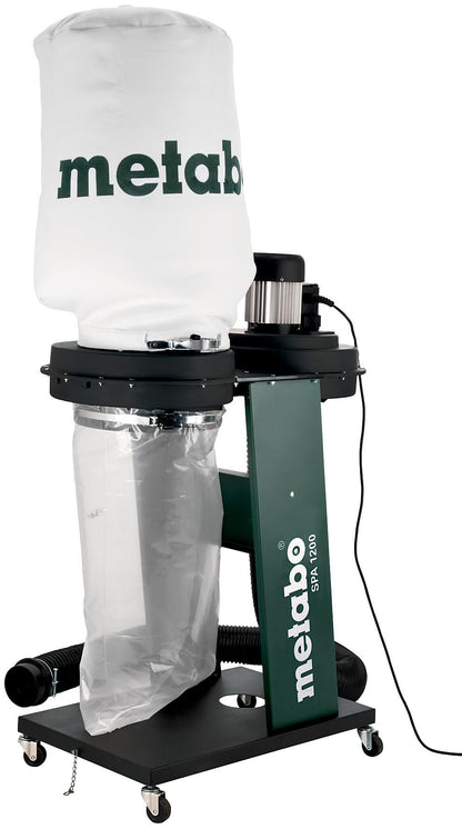 metabo SPA 1200-550 W Späneabsauganlage, grün/schwarz, 65L Sack, 100mm Stutzen zur Späne-/Staubabsaugung an Holzmaschinen.