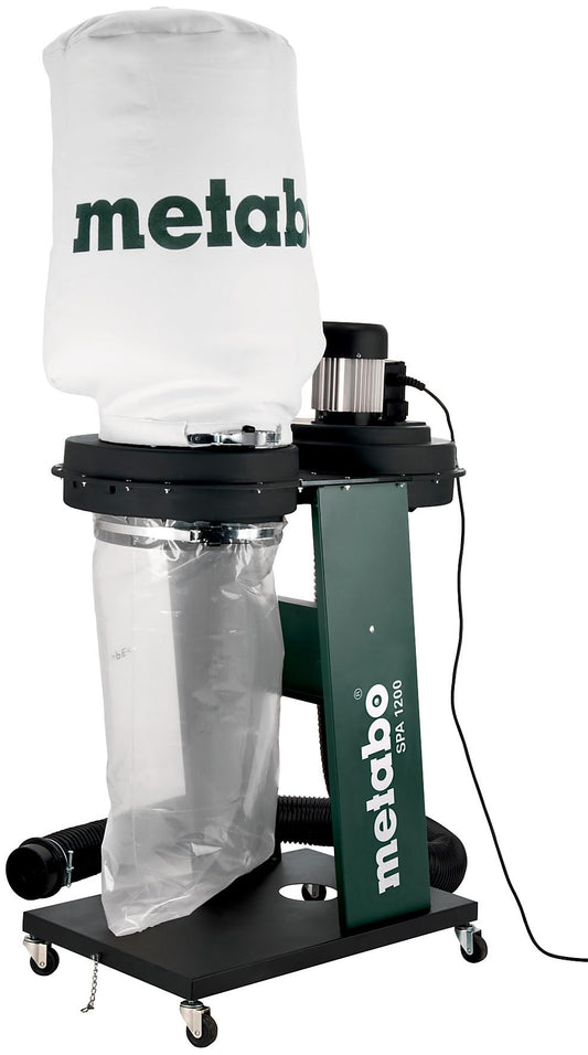 metabo SPA 1200-550 W Späneabsauganlage, grün/schwarz, 65L Sack, 100mm Stutzen zur Späne-/Staubabsaugung an Holzmaschinen.