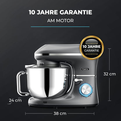 Fentic Küchenmaschine 2000W, 6.2L Edelstahl Rührschüssel - Anthrazit