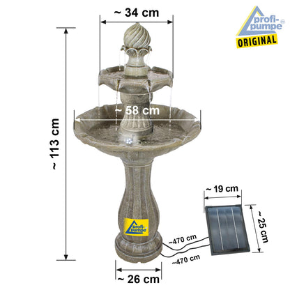 AMUR Solar Gartenbrunnen Klassik-Garten mit LED und Li-Ion-Akku