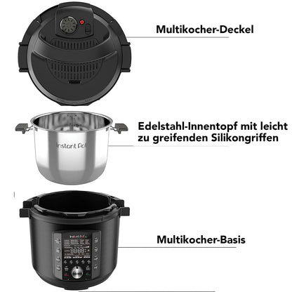 Instant Pot Pro 10-in-1 Elektro-Multikocher – 7,6 L Schwarz
