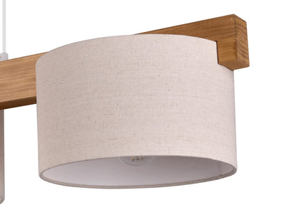 meineWunschleuchte Holzbalken Pendelleuchte – 3-flammig Beige 100cm