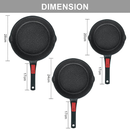 AIKENBBKK Pfannenset 5-teilig Antihaft mit abnehmbarem Griff - Schwarz