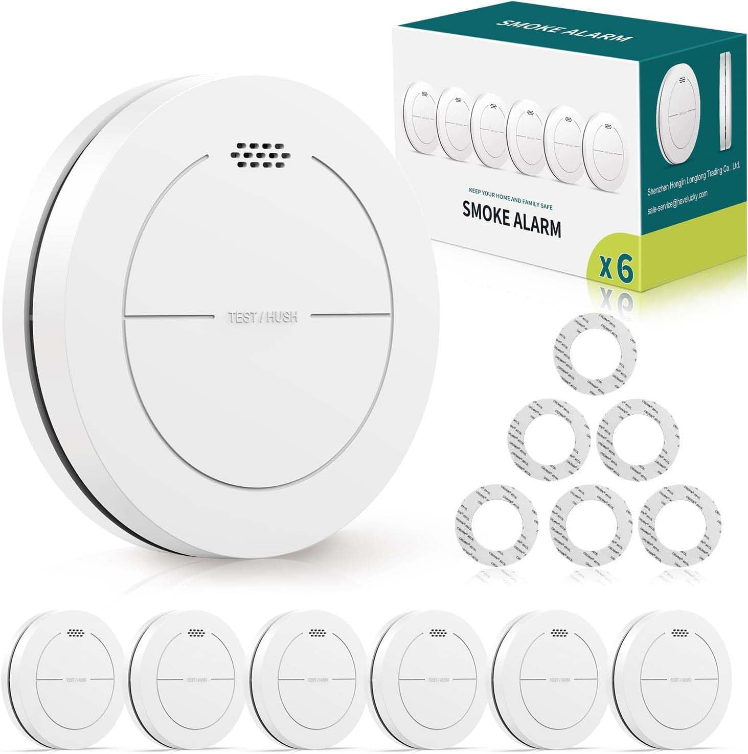 Safeliveo SL-S15 Rauchmelder im 6er Set mit 10-Jahres-Batterie, flache Bauform in Weiss