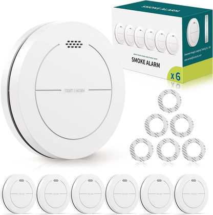 Safeliveo SL-S15 Rauchmelder im 6er Set mit 10-Jahres-Batterie, flache Bauform in Weiss