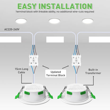 ALUSSO LED Einbaustrahler Dimmbar Ultra Flach 3CCT 68mm IP44 - 10er Set
