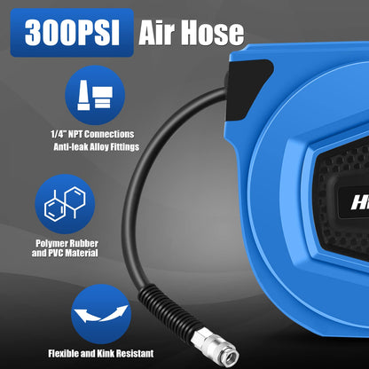 ProfiWerk Automatik Druckluftschlauch Trommel Aufroller 15m Wandmontage