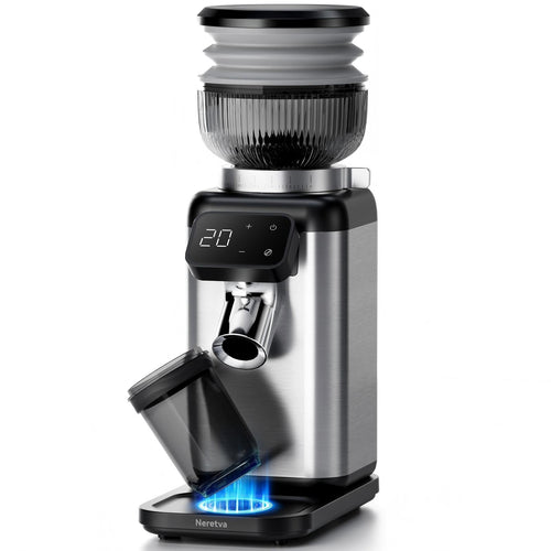 Neretva Kaffeemühle elektrisch mit Kegelmahlwerk und 40 Mahlgraden, LED-Touchscreen