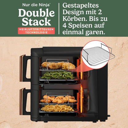 Ninja Double Stack XL Heissluftfritteuse - 9.5L Schwarz/Kupfer