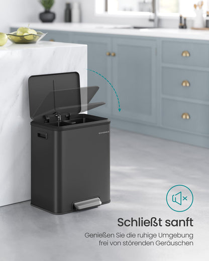 SONGMICS LTB544B02 Mülltrennsystem Küche – 2x15L Tintenschwarz