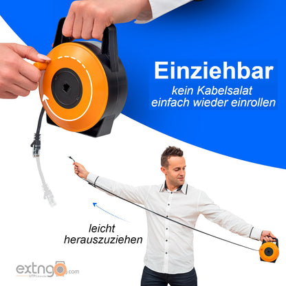 EXTNGO Ausziehbares CAT6 Ethernet Flachkabel RJ45 - 15m