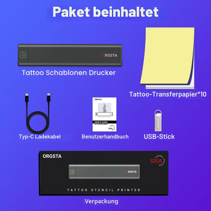 ORGSTA S008 Tattoo Schablonendrucker Bluetooth Thermodrucker