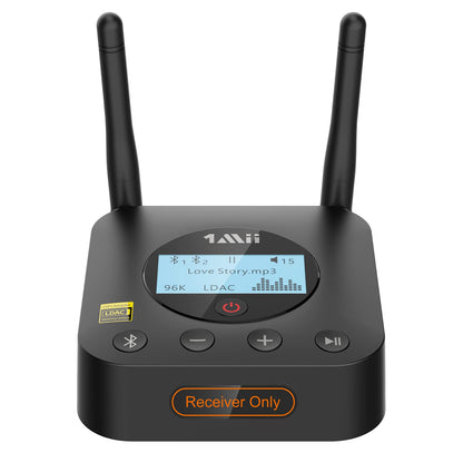 1Mii B06Pro+ HiFi Bluetooth Empfänger - LDAC aptX HD, schwarzes Kompaktgerät. Empfängt Hi-Res BT-Audio für HiFi-Systeme.