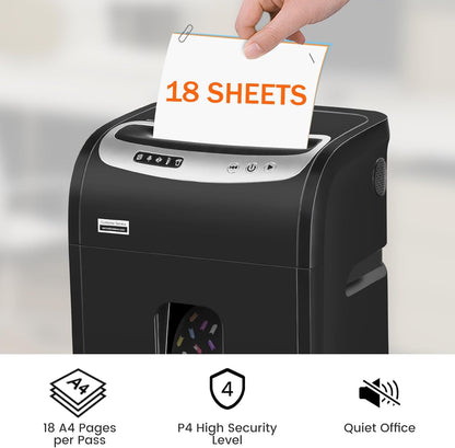 VidaTeco Mikro-Cut 18 Blatt P4 Aktenvernichter - Schwarz