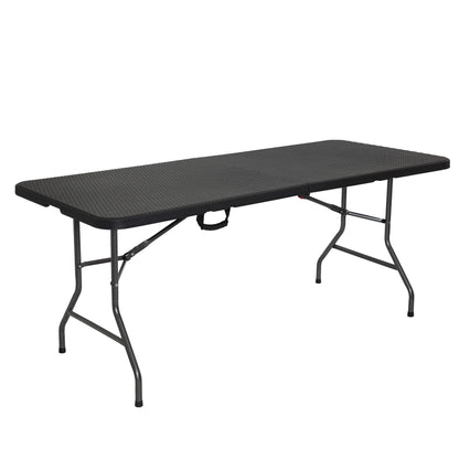 Arebos Buffettisch Klappbar Rattan Optik Schwarz 182x74 cm