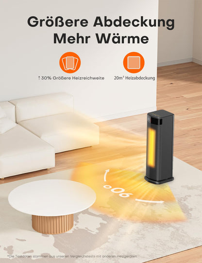 QEXREED Heizlüfter DH-QN26A, 2000W PTC, 90°-Oszillation, Fernbedienung