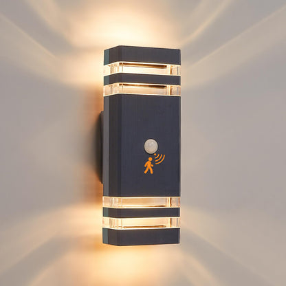 CELAVY LED GU10 Up Down Aussenleuchte mit Bewegungsmelder Anthrazit