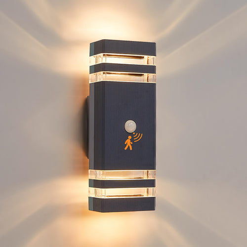 CELAVY LED GU10 Up Down Aussenleuchte mit Bewegungsmelder Anthrazit