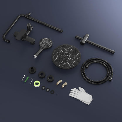 Rainsworth Duschsystem Komplettset – Regendusche Schwarz 25cm