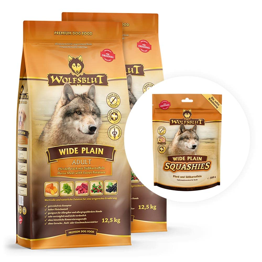 Wolfsblut Wide Plain Adult Trockenfutter mit Pferd, getreidefrei, 2 x 12,5 kg Beutel
