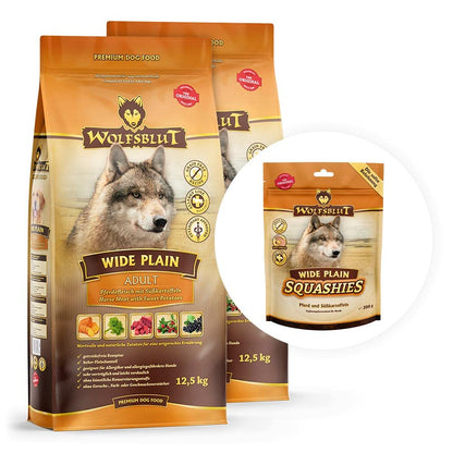 Wolfsblut Wide Plain Adult Trockenfutter mit Pferd, getreidefrei, 2 x 12,5 kg Beutel