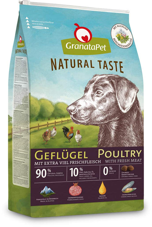 GranataPet Natural Taste Geflügel Trockenfutter Hund Getreidefrei - 12 kg