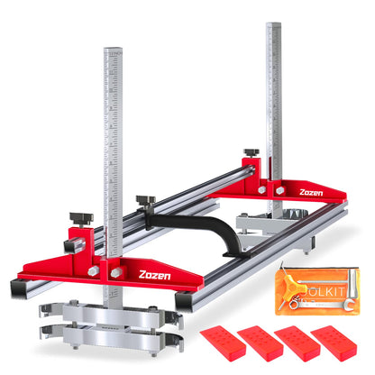 Zozen Mobiles Sägewerk für Kettensäge - Chainsaw Mill 14-36 Zoll. Silbernes Aluminiumgestell zum Auftrennen von Baumstämmen in Bauholz.