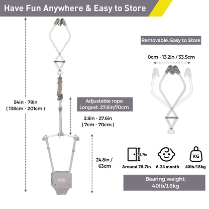 FUNLIO Babytürhopser mit Türklemme 6-24 Monate – Grau