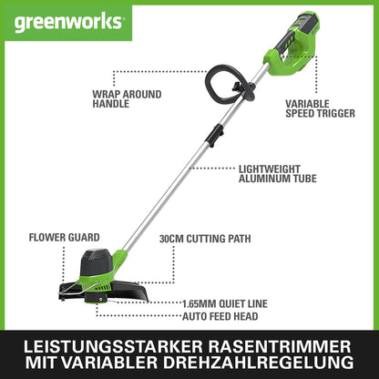 Greenworks G40LTK2 Akku Rasentrimmer 40V 30cm Set