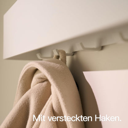Designfabrik Hamburg Wandgarderobe mit versteckten Haken - Weiss 80 cm