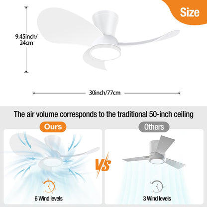 slochi Leiser Deckenventilator mit Beleuchtung - 77cm