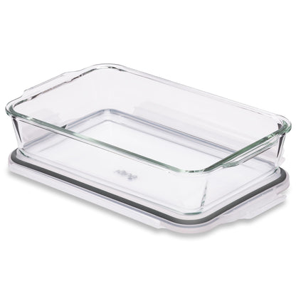 Igluu Meal Prep Auflaufform aus Borosilikatglas mit Deckel, 2,2 Liter
