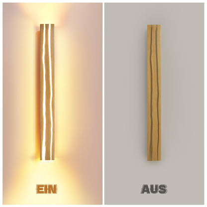 ZMH LED Wandleuchte Holz 100CM – Warmweiss innen