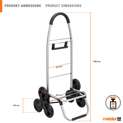 Meister Treppensteiger Einkaufstrolley Schwarz 54+5 L Einkaufsroller