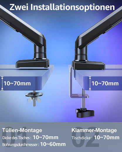 ELIVED EV6012B Gasfeder Monitor Halterung 2 Monitore 13-32 Zoll
