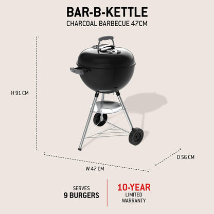 Weber Bar-B-Kettle Holzkohlegrill 47 cm mit Thermometer schwarz