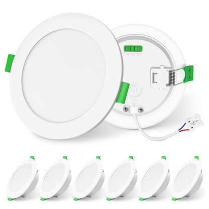 ALUSSO LED Einbaustrahler 230V dimmbar, 3 Lichtfarben, IP44, 6er Set – flache weisse Deckenspots für Bad und Küche