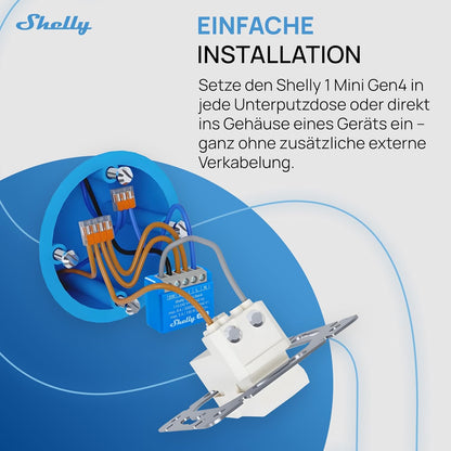 Shelly 1 Mini Gen4 WLAN Smart Relaisschalter 1 Kanal 8A, 4er-Pack