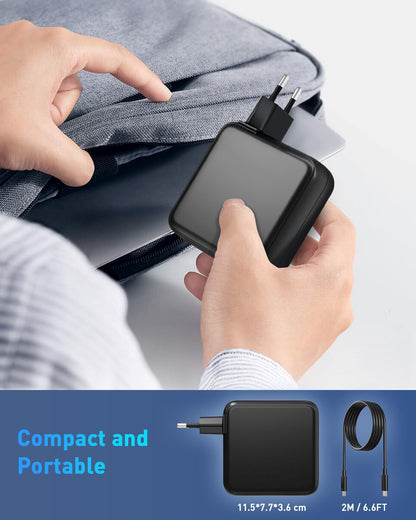 SATURNDOCK 100W USB-C Ladegerät, 4-Port Schnellladegerät mit 2 m Kabel