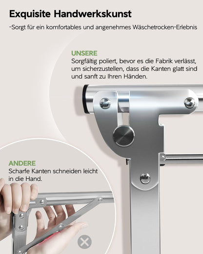 Vikaqi Wäscheständer Edelstahl faltbar, 200 cm, für innen und aussen