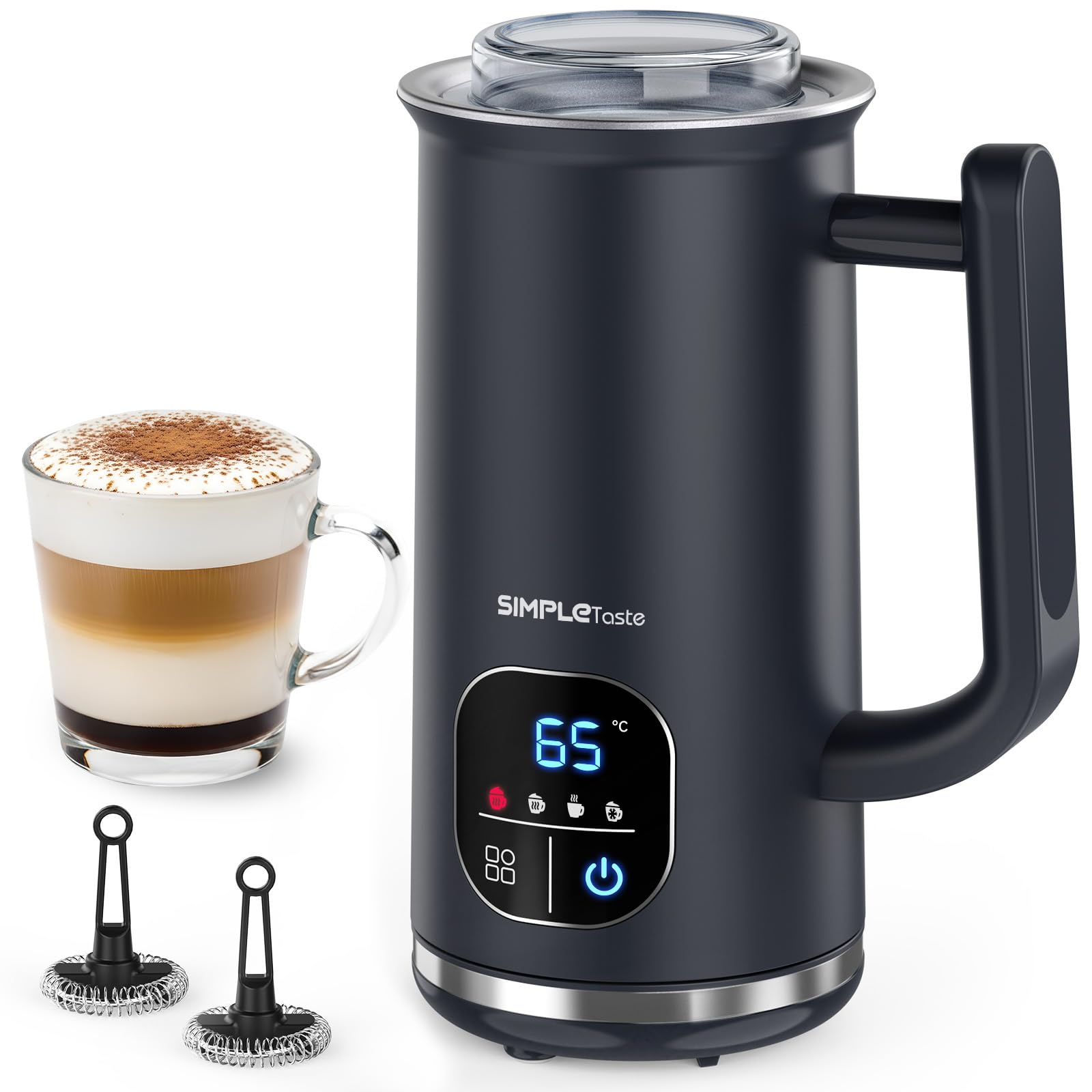 SIMPLETASTE Milchaufschäumer elektrisch 4-in-1 mit LED-Display